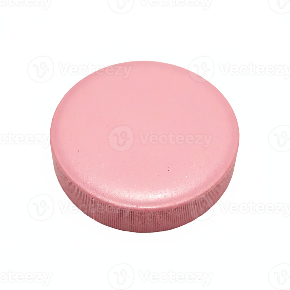 Pink Round Medicine Tablet Pill Isolated on Transparent Background Clipping Path png
