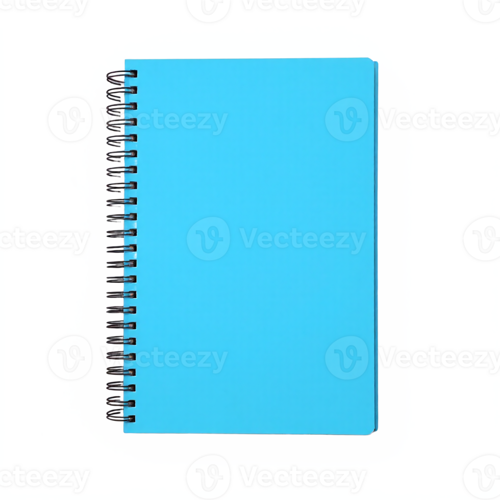 Blue Spiral Notebook with Hard Cover Isolated on White Background Transparent Clipping Path png