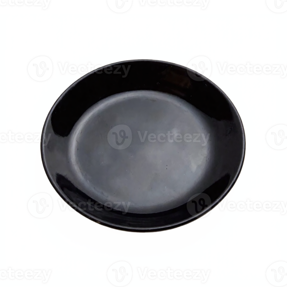 Black Ceramic Bowl Empty Round Shape Glossy Surface Transparent Background Clipping Path png