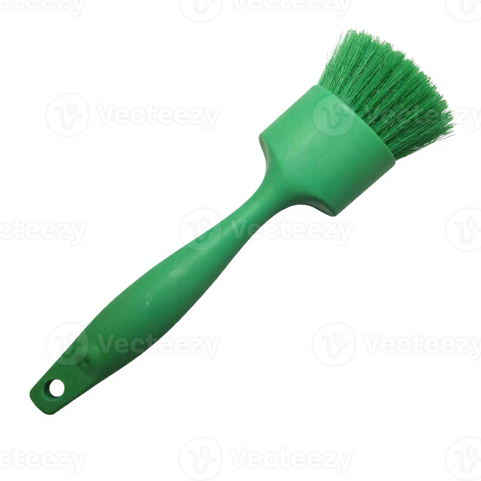 Green Paint Brush with Plastic Handle Transparent Background Clipping Path Cleaning Tool png