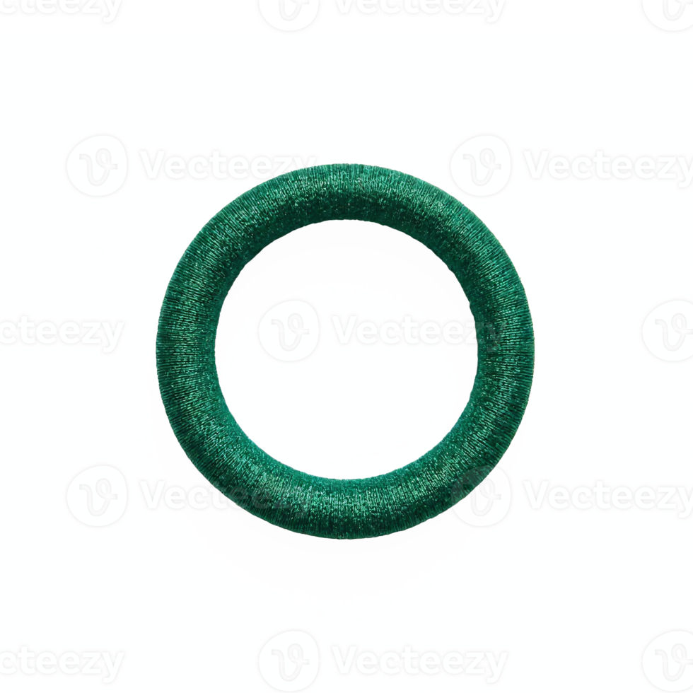 Green Circular Hair Bun Donut Accessory with Texture on Transparent Background Clipping Path png