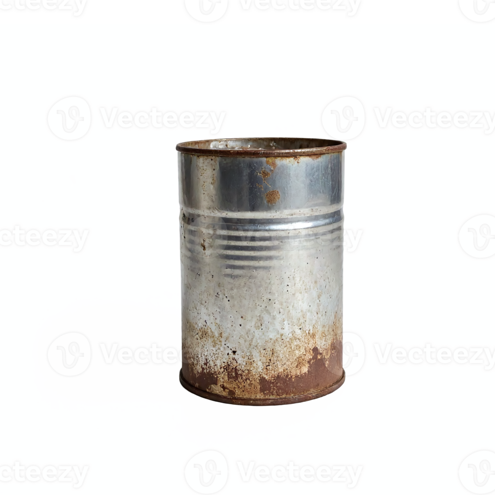 Rusty Old Metal Barrel Empty with No Background Transparent Clipping Path png