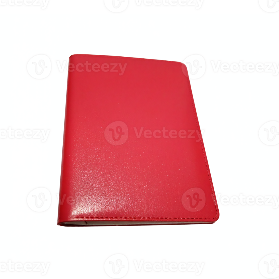 Red Leather Passport Holder Case Cover with Transparent Background Clipping Path png