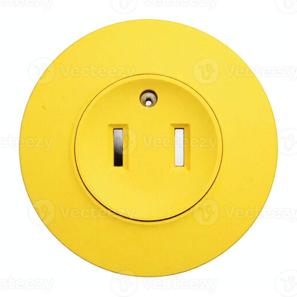 Yellow Electrical Power Outlet Socket with Transparent Background Clipping Path png
