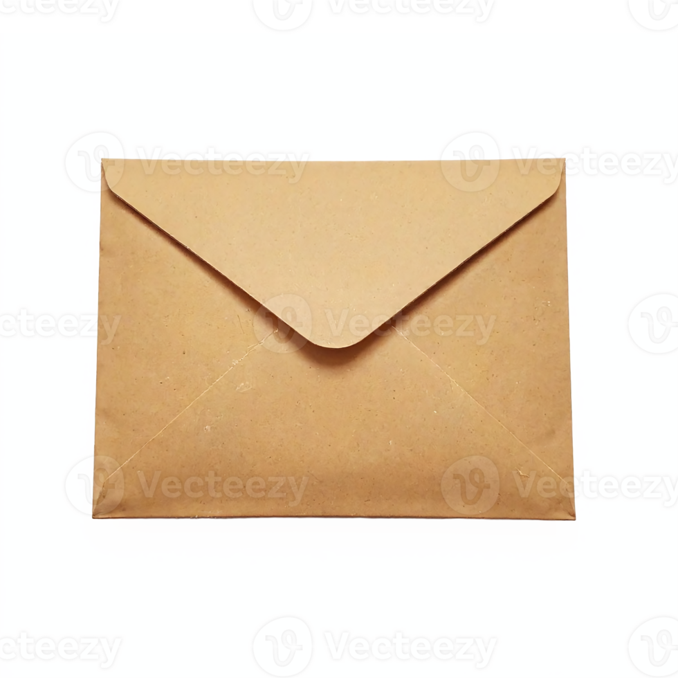 Brown Kraft Paper Envelope Closed with Flap on Blue Background Transparent Clipping Path png