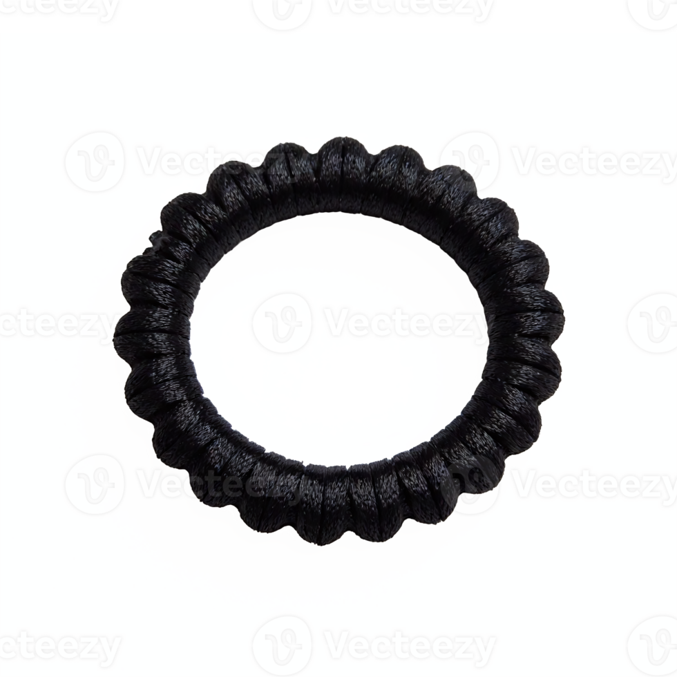 Black Hair Scrunchie Elastic Band Circular Shiny Fabric Accessories Clipping Path Transparent Background png