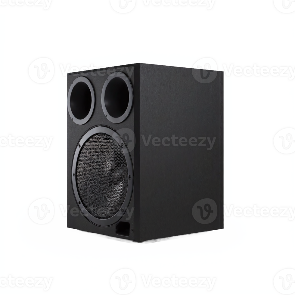 Black Home Audio Speaker System Basswoofer Loudspeaker with Transparent Background png