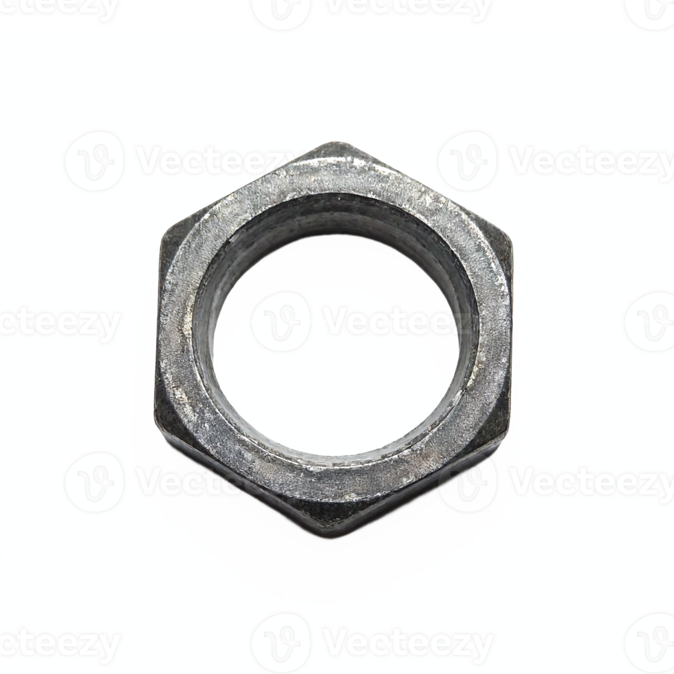 Metal Hex Nut with Transparent Background Clipping Path for Industrial Construction Hardware png