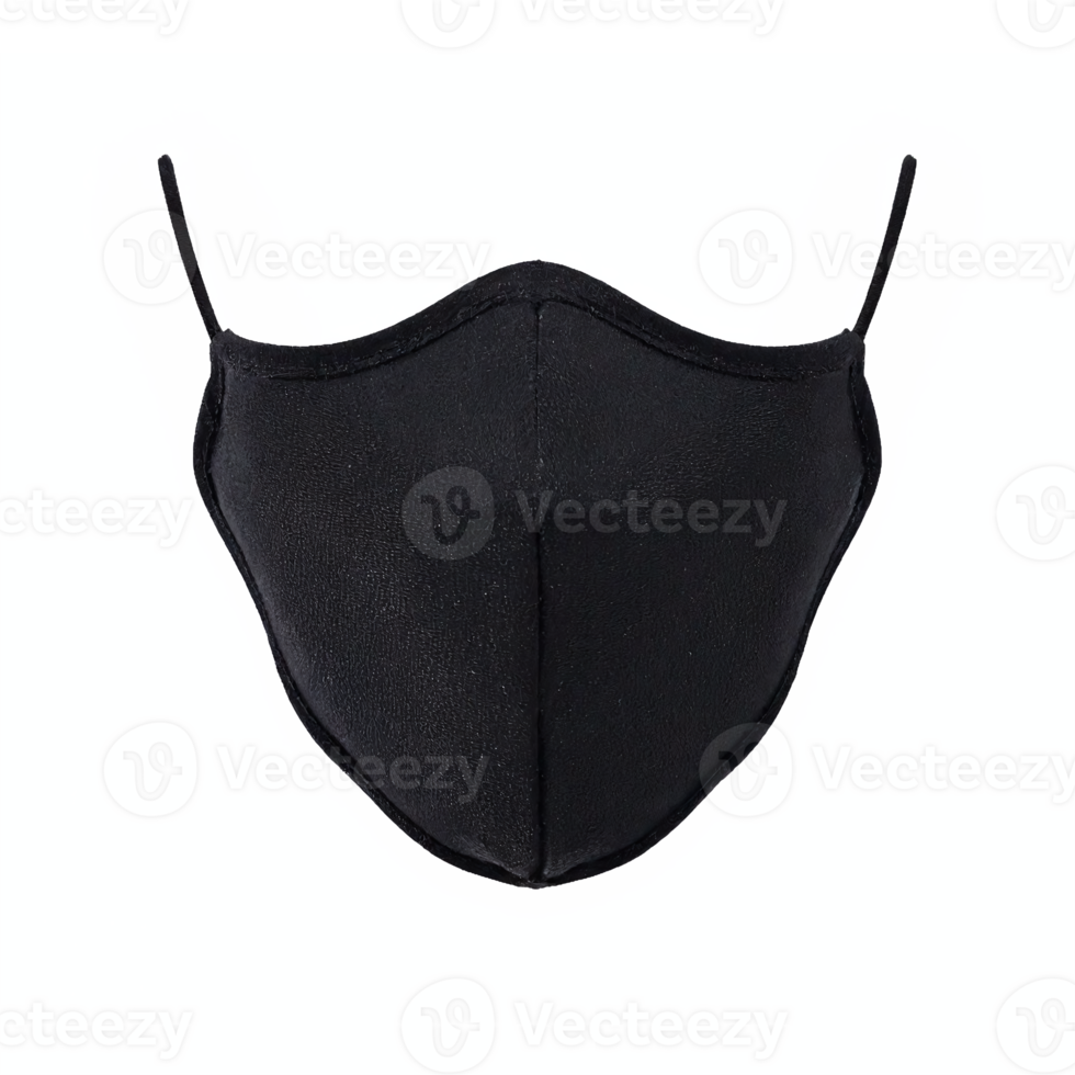 Black Protective Face Mask Cover Respirator with Ear Loops Isolated on Transparent Background png