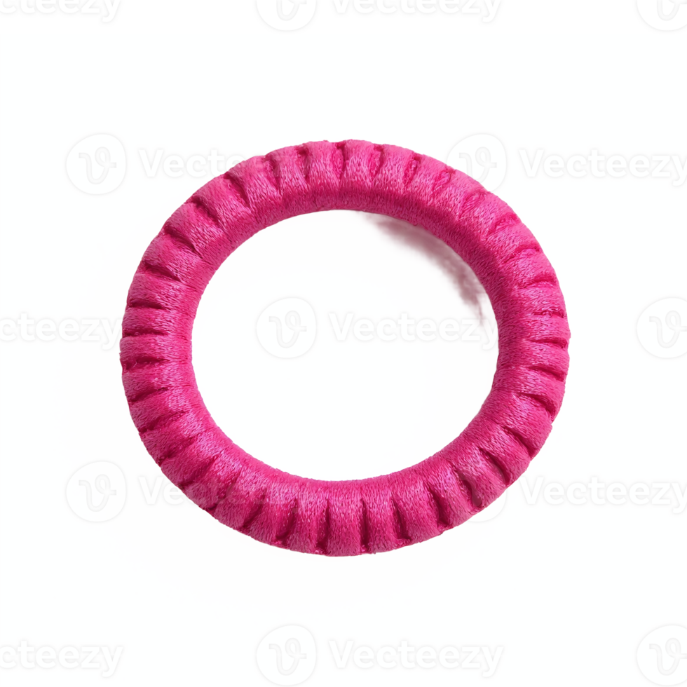 Pink Hair Elastic Band Hair Tie with Fabric Wrapped Design Transparent Background Clipping Path png