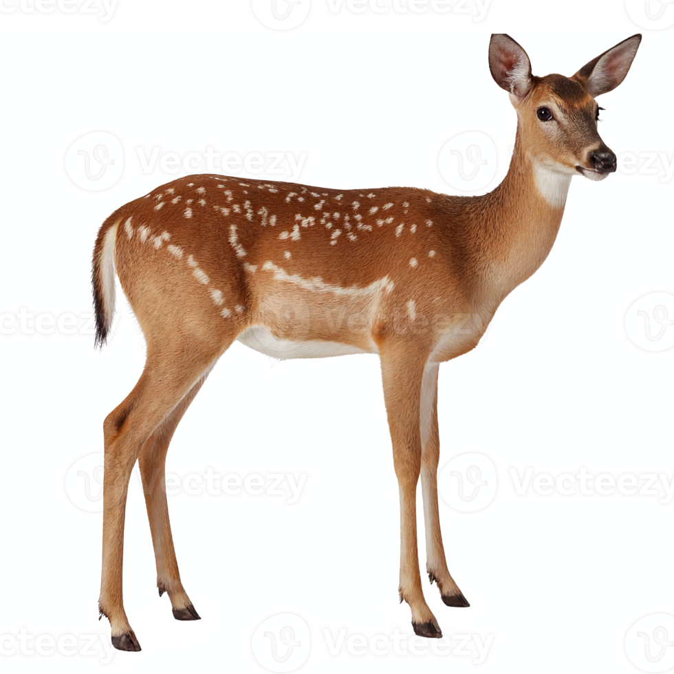 Young Spotted Deer Standing Side View with Transparent Background Clipping Path png