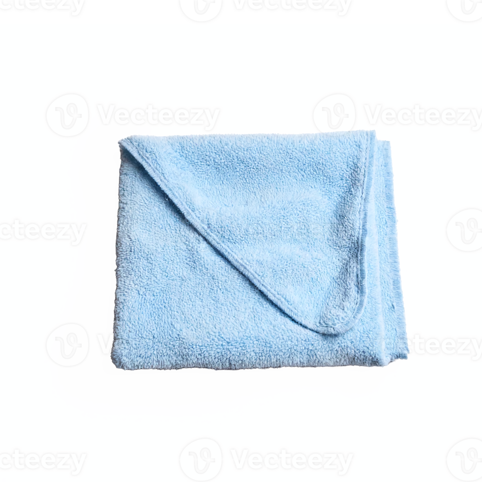 Soft Blue Microfiber Cleaning Cloth Folded with Transparent Background Clipping Path png