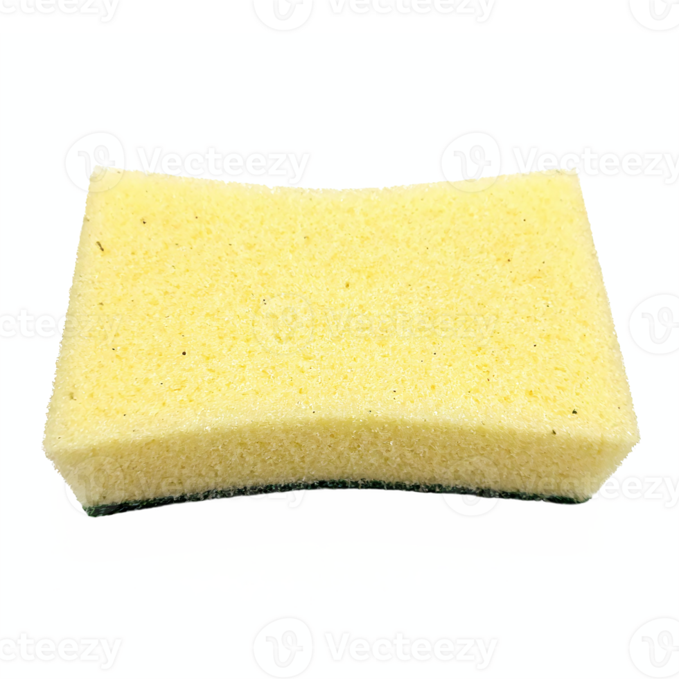 Cleaning Sponge with Yellow Soft Foam and Green Scrubbing Pad on Transparent Background Clipping Path png