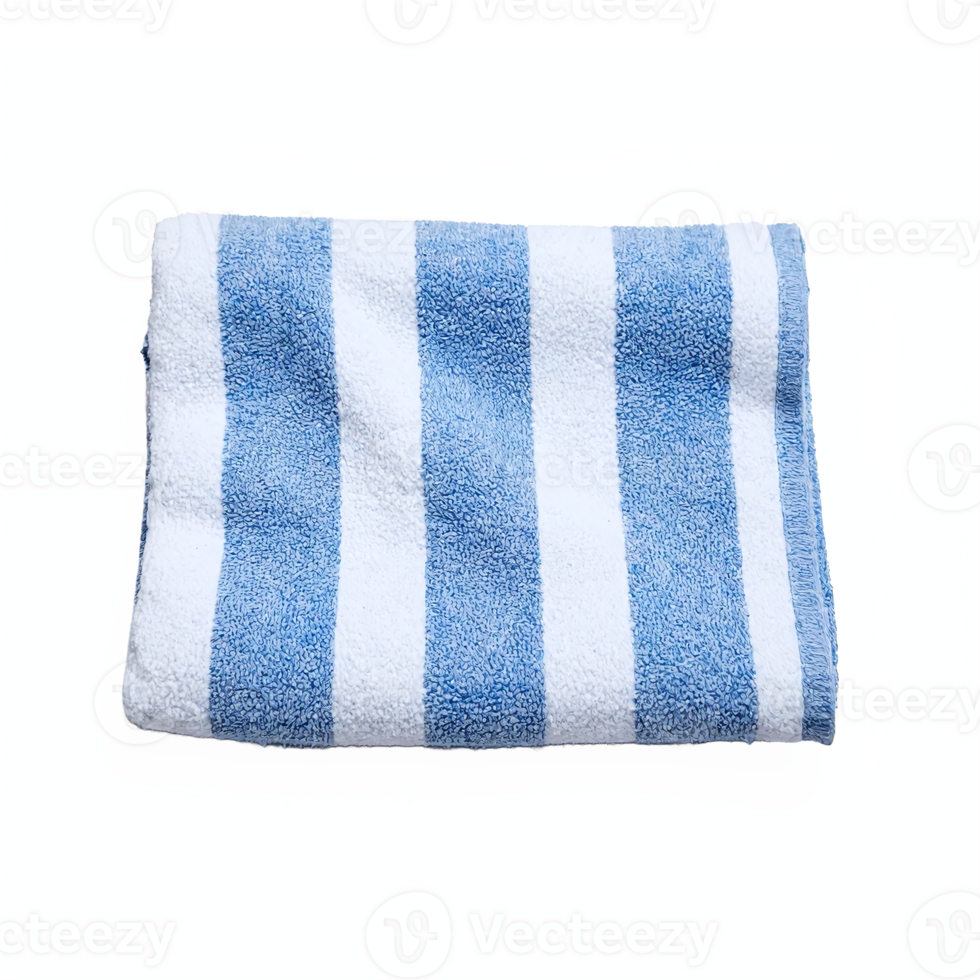 Folded Blue And White Striped Beach Towel With Soft Texture On Transparent Background png