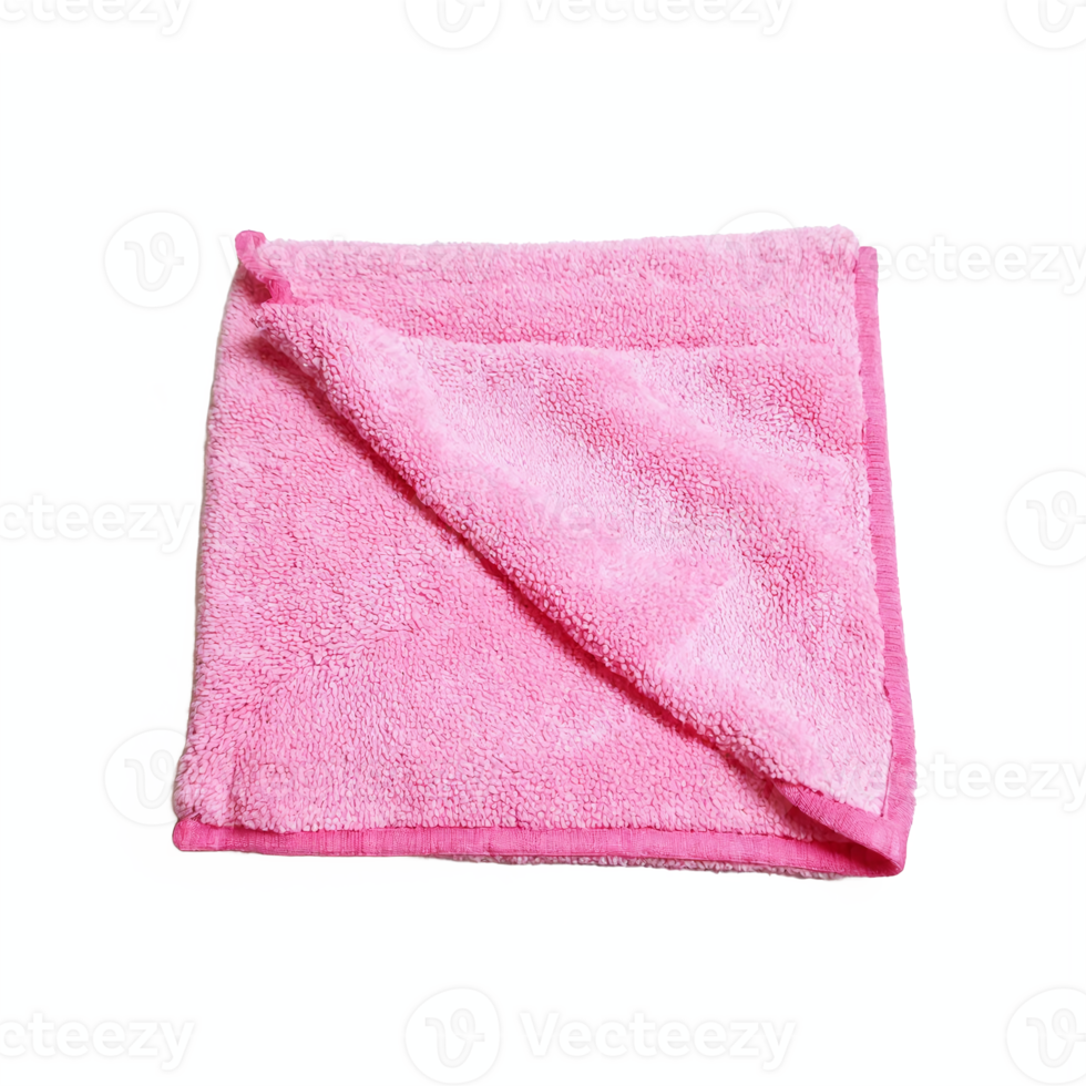 Soft Pink Cleaning Cloth Folded with One Corner Flipped Over Transparent Background Clipping Path png