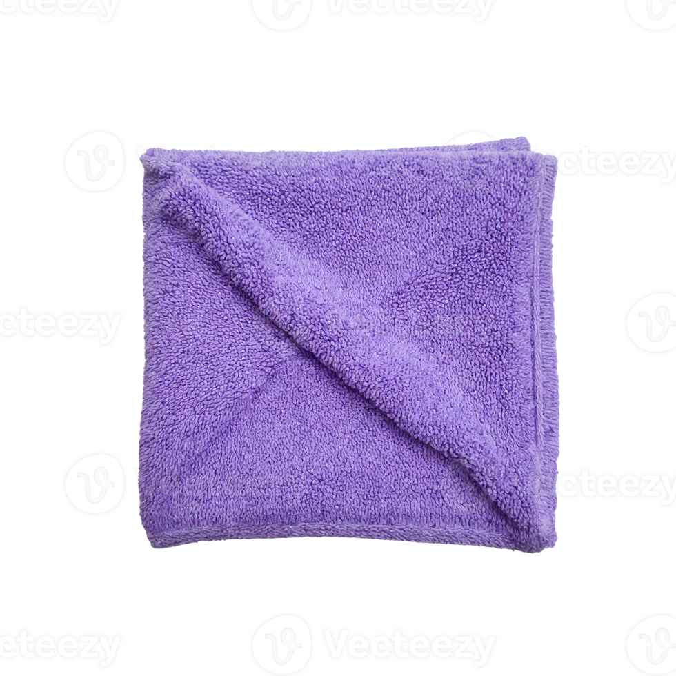 Purple Microfiber Cleaning Cloth Folded with Soft Texture on Transparent Background Clipping Path png