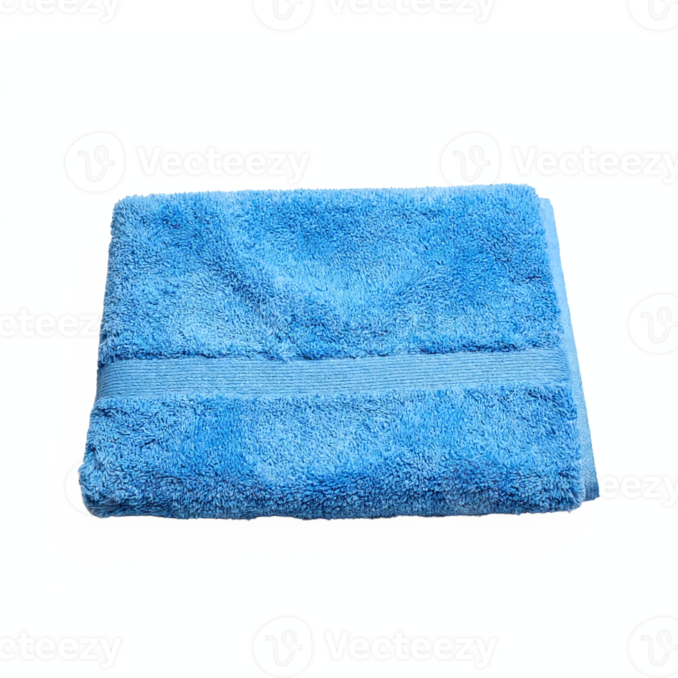 Blue Folded Towel Made of Soft Absorbent Fabric with Transparent Background Clipping Path png
