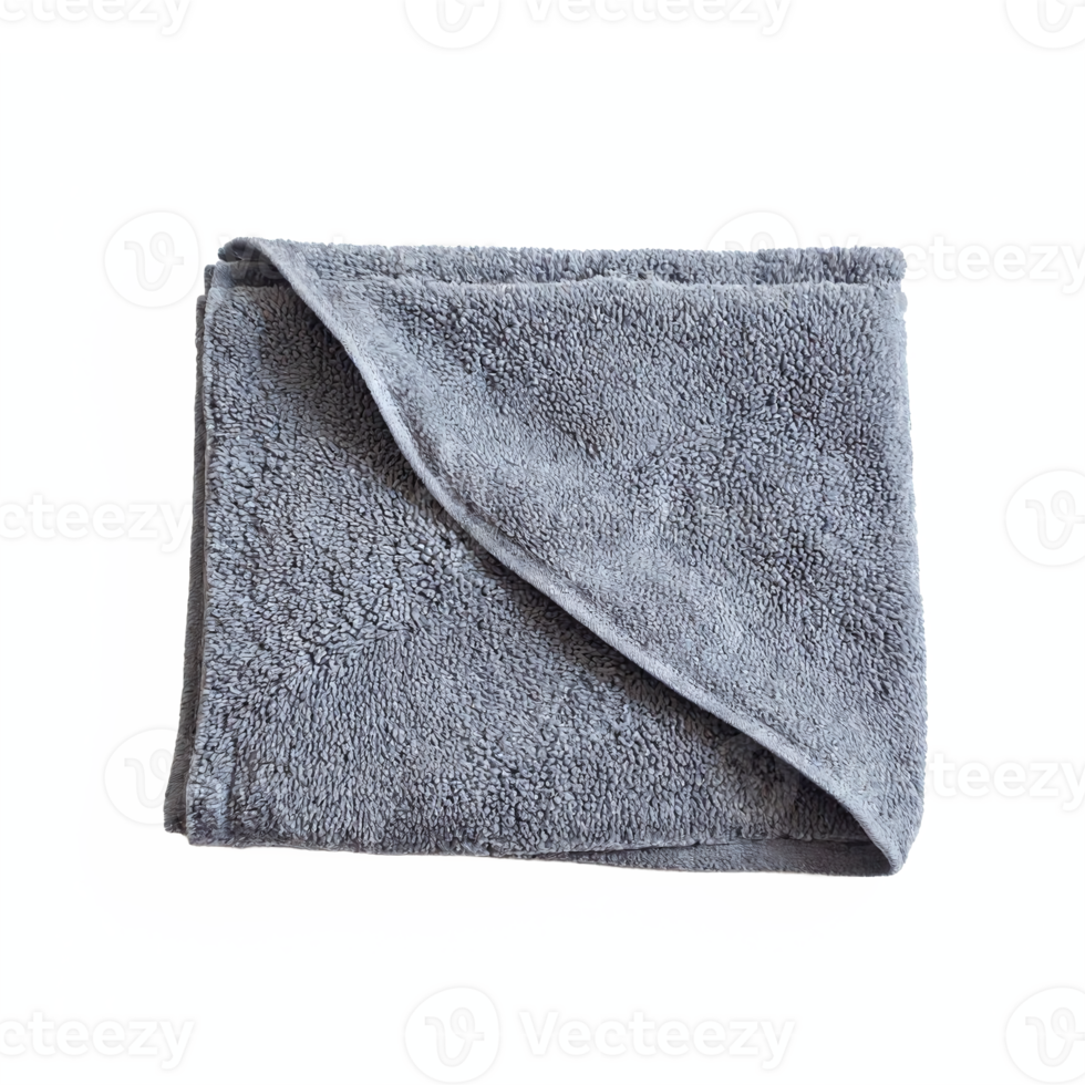 Gray Microfiber Cleaning Cloth Folded Closeup Detail Soft Texture Transparent Background png