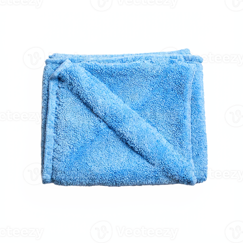 Soft Blue Microfiber Cleaning Cloth Folded with Transparent Background Soft Fabric Texture png