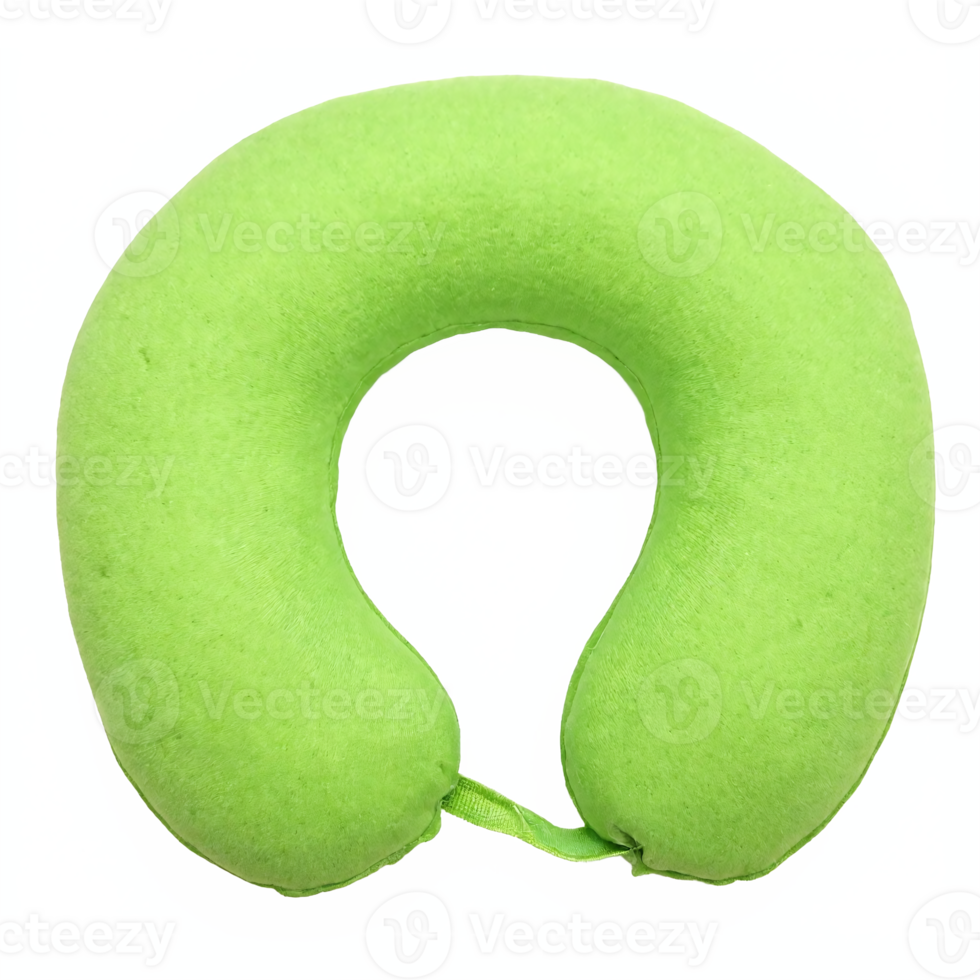 Green Neck Pillow Travel Support Cushion U Shaped Comfortable Headrest with Transparent Background png