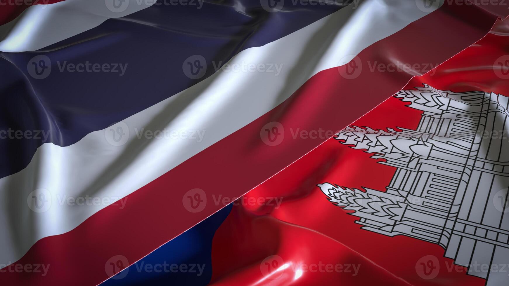Thailand and Cambodia flag for Background concept 3d Rendering. photo