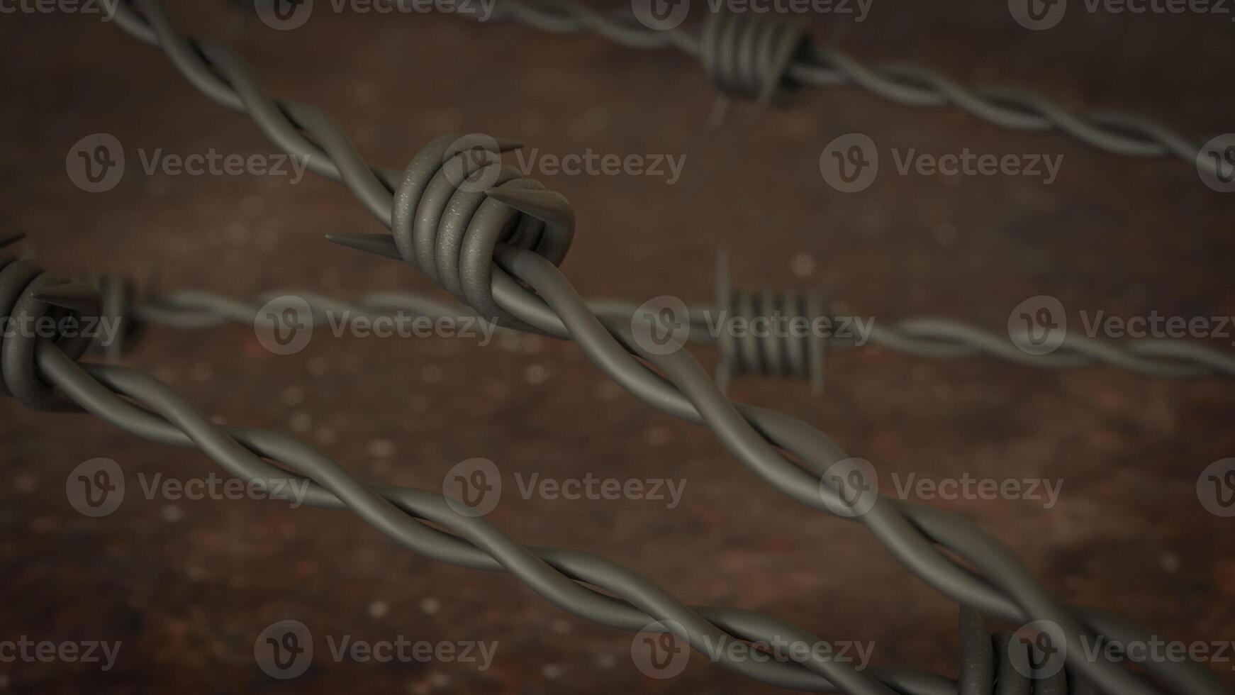 Barbed wire on Rusty Background for war concept 3d Rendering. photo
