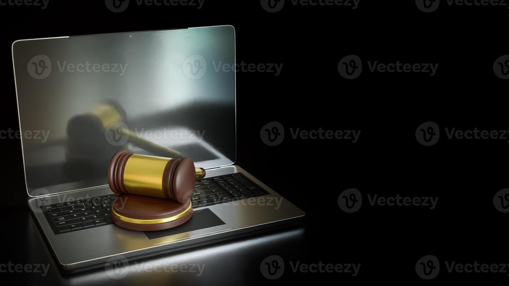 Hammer Law on Laptop for Technology concept 3d Rendering. photo