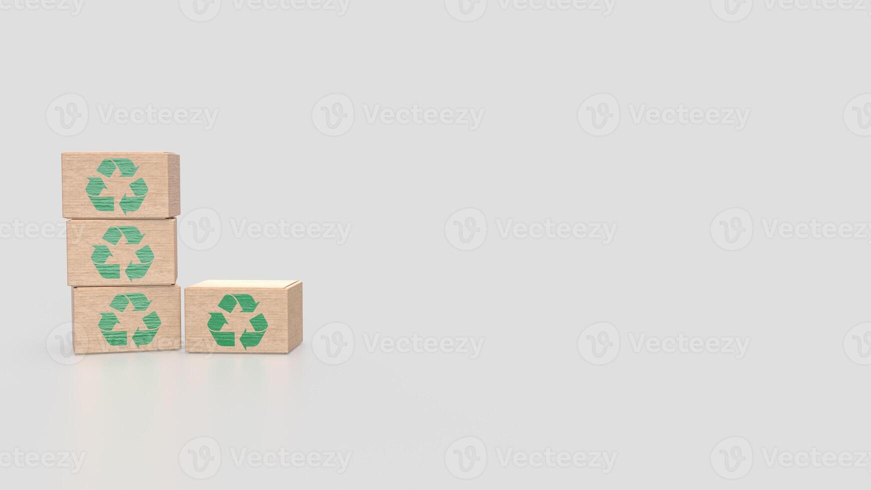 The Recycle symbol on Box for eco concept 3d Rendering. photo