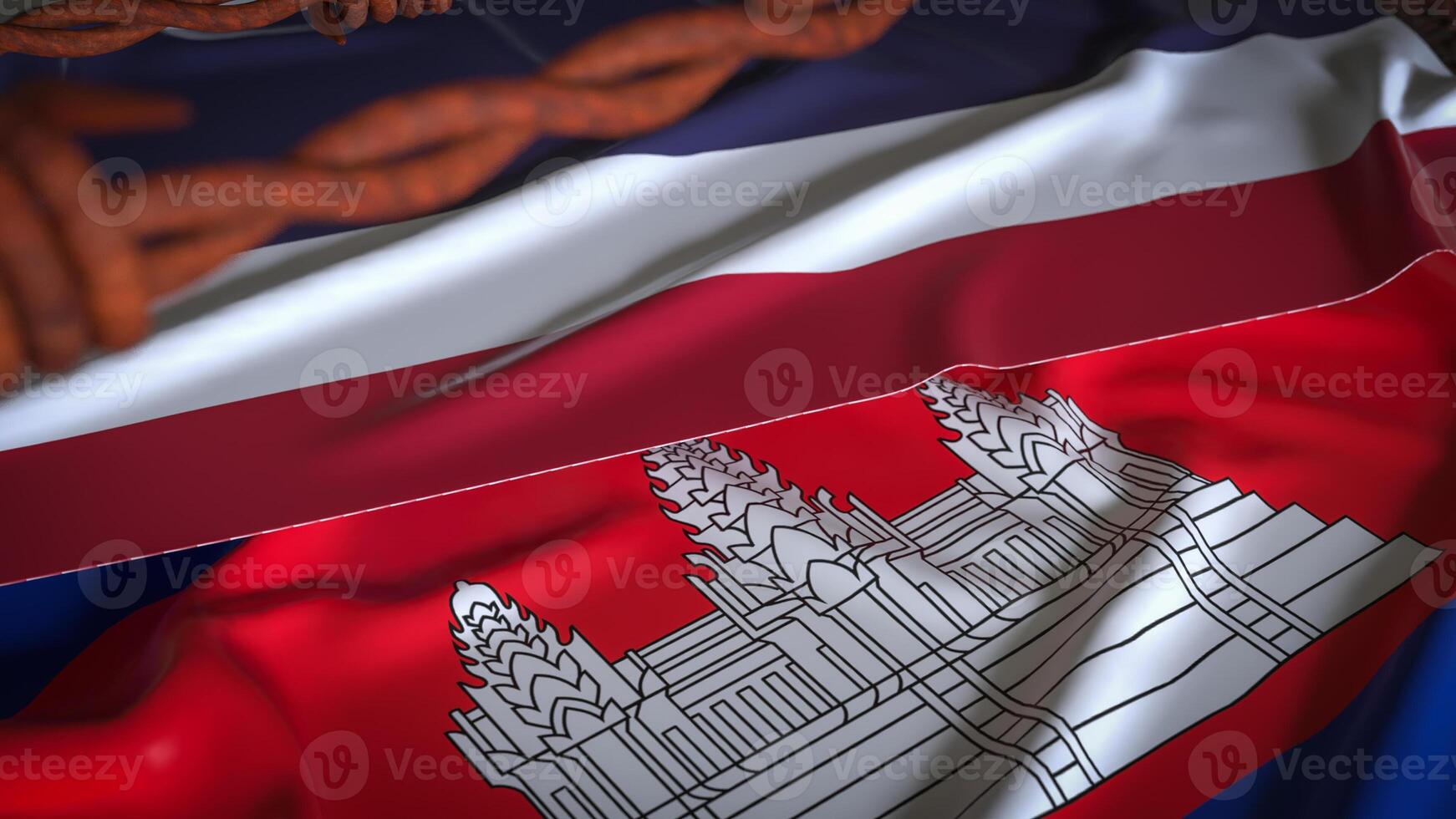 Thailand and Cambodia flag for Background concept 3 d Rendering. photo