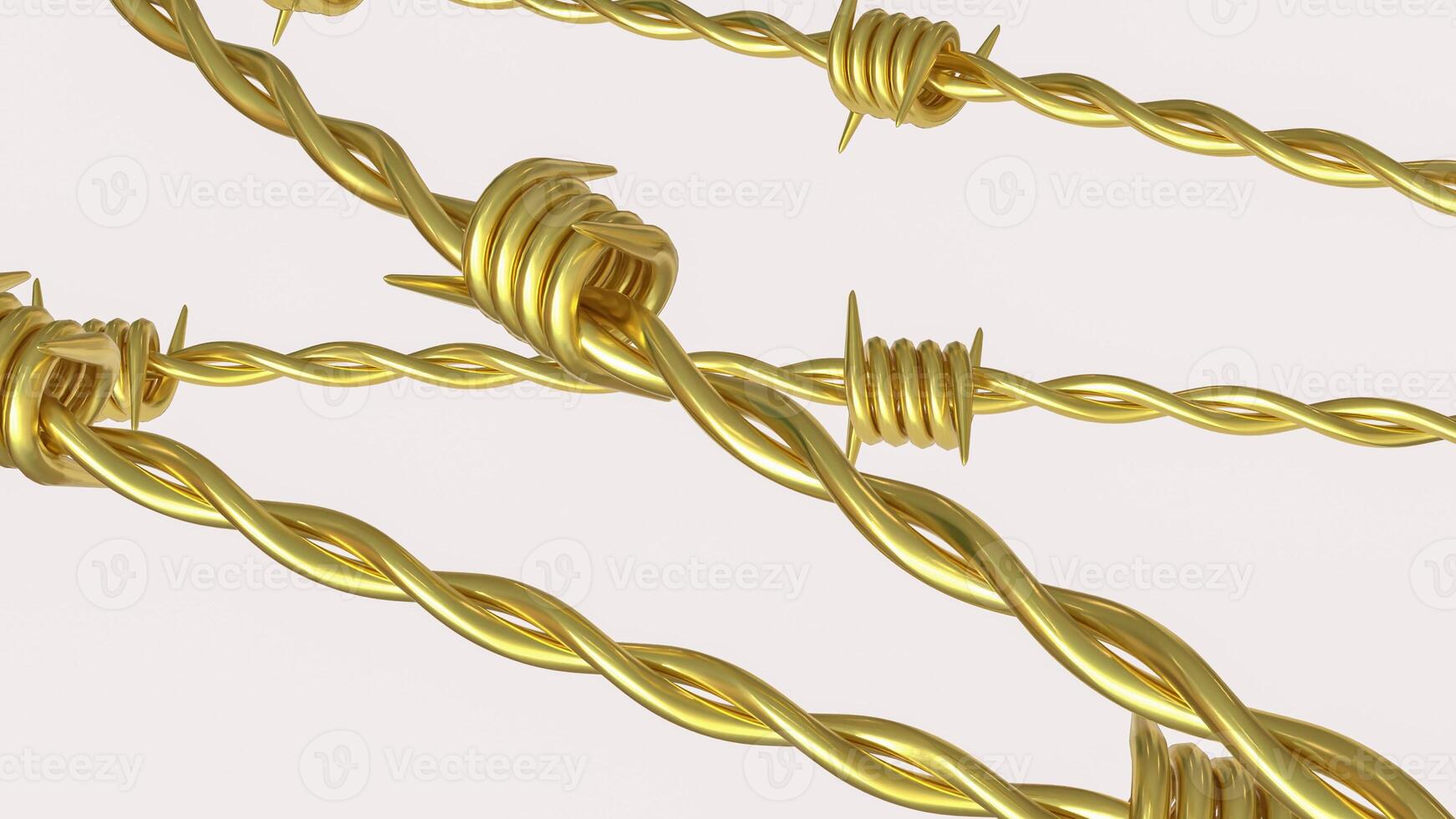 Gold barbed wire for war concept 3 d Rendering. photo