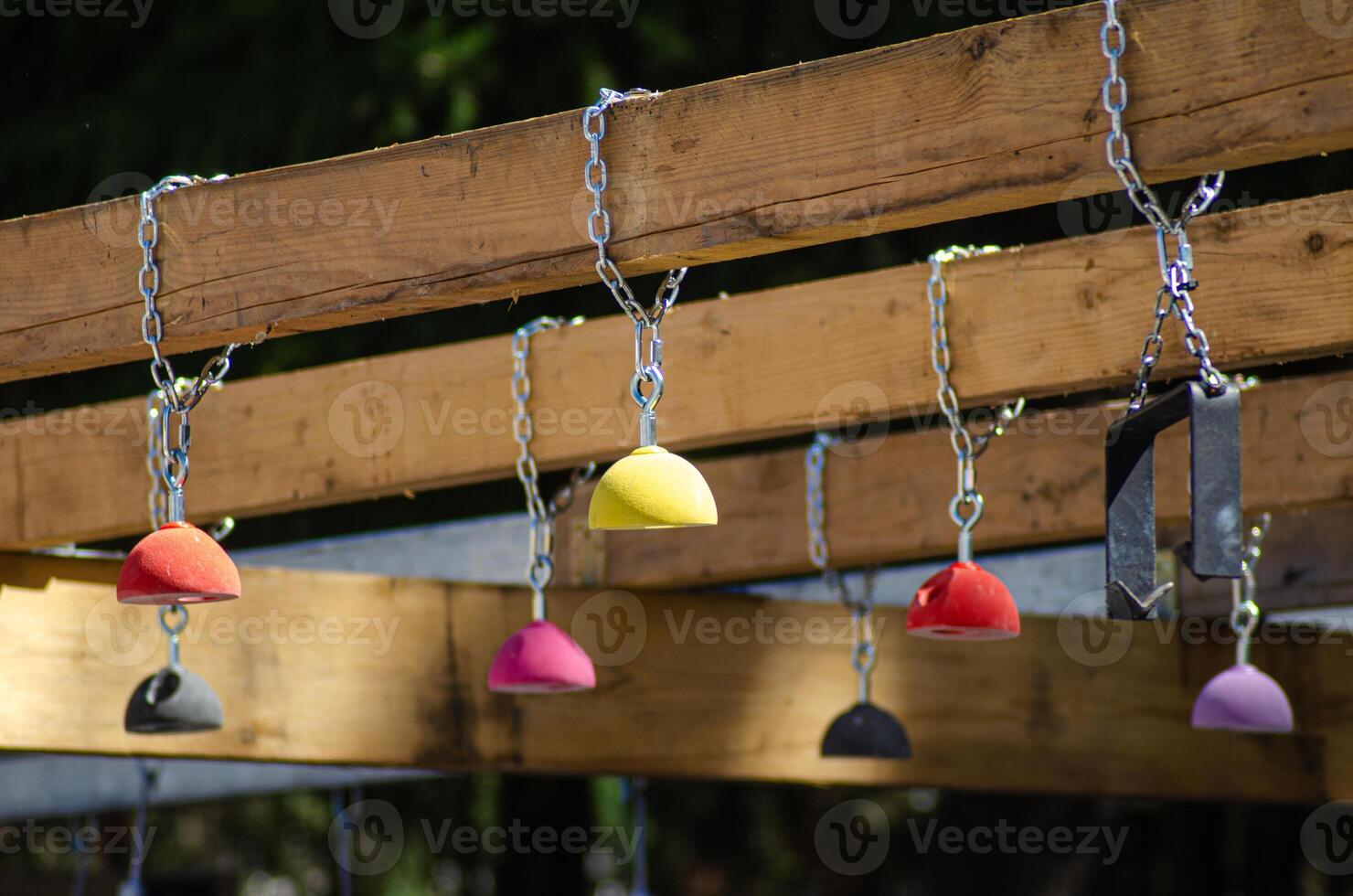 The Tools of Obstacle Course Racing Diverse Grip Holds. photo