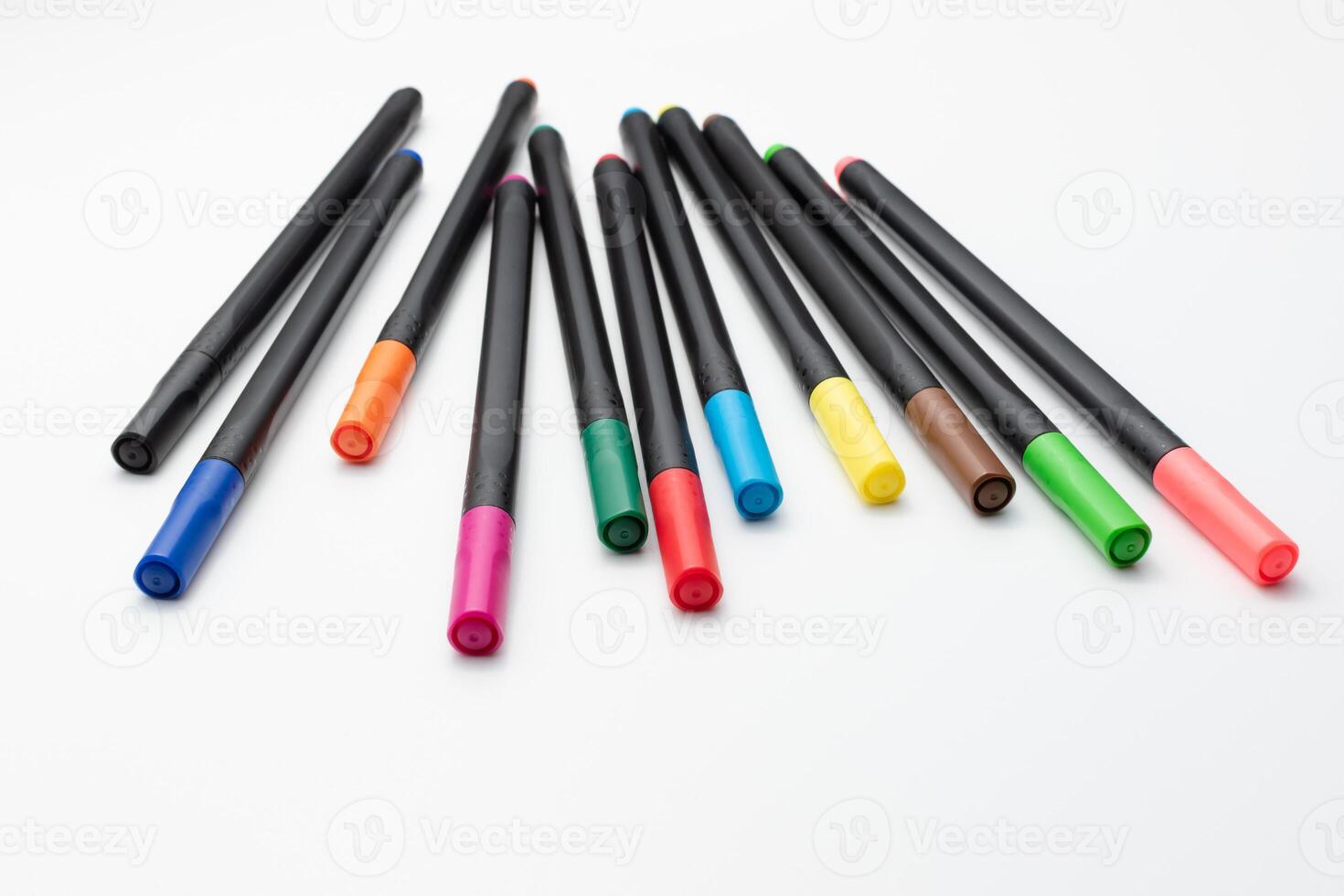 Fineliner markers on a white background. photo