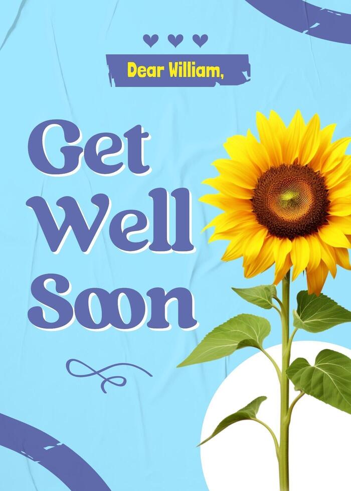 Sun Flower Greeting Card Get Well Soon template