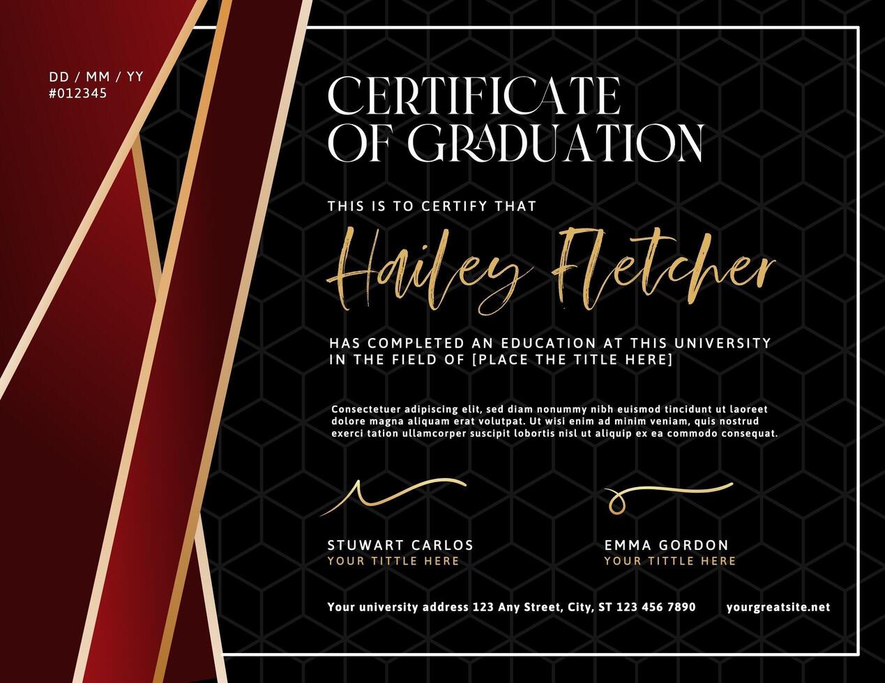 University Graduation Certificate Template