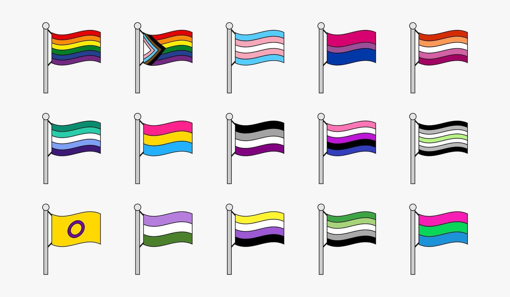 Various colorful pride flags vector