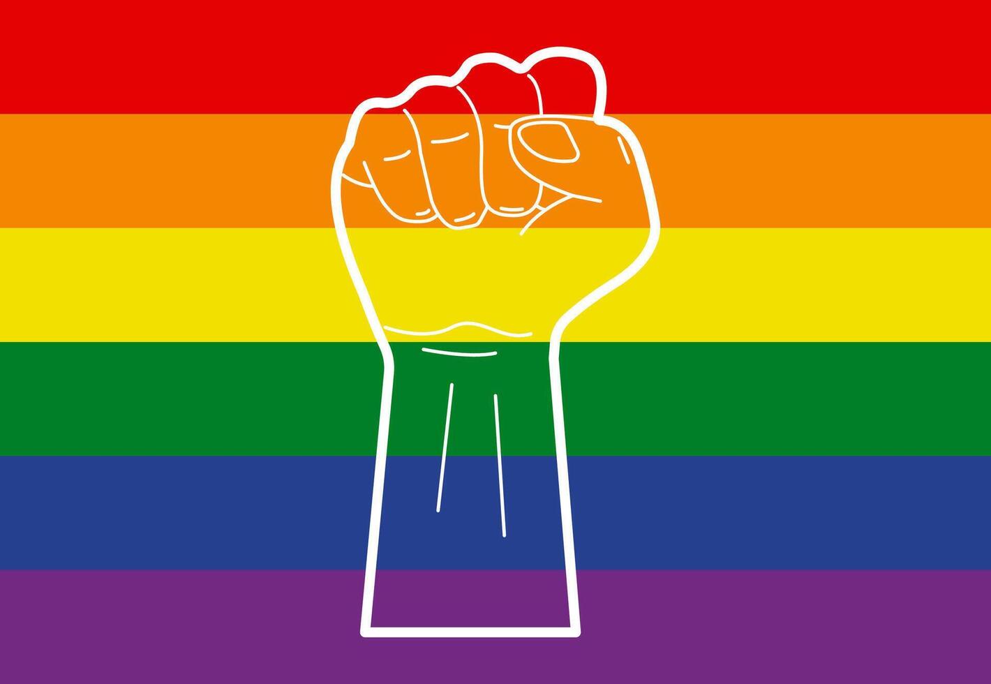 Pride fist against rainbow colors vector