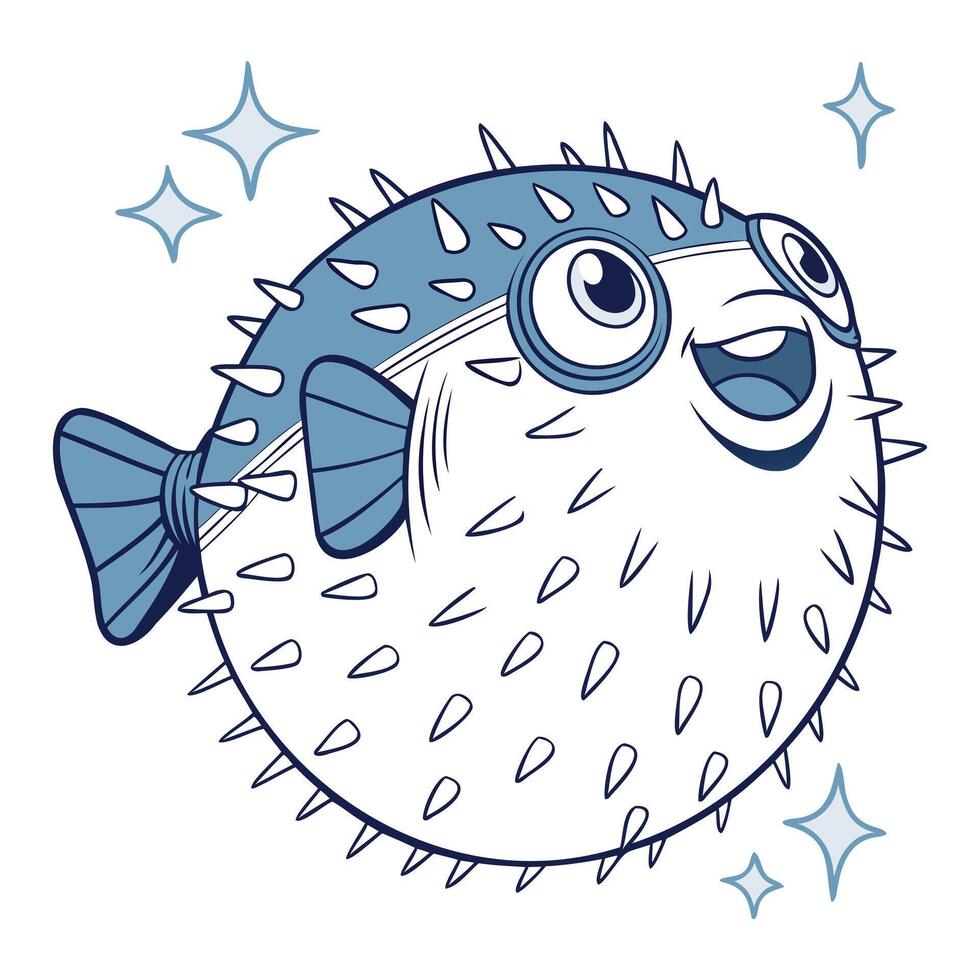 Cute Puffer Fish Graphics vector