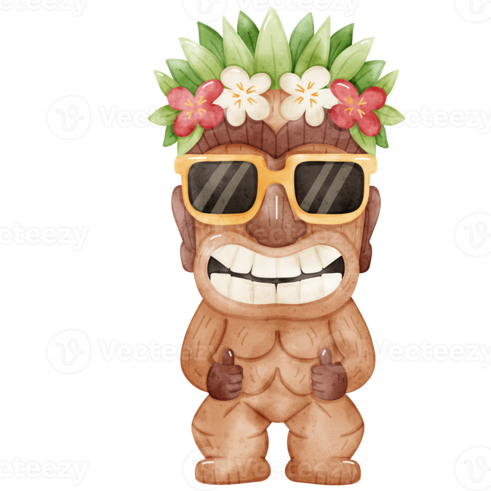 Cool Tiki with Sunglasses and Lei png
