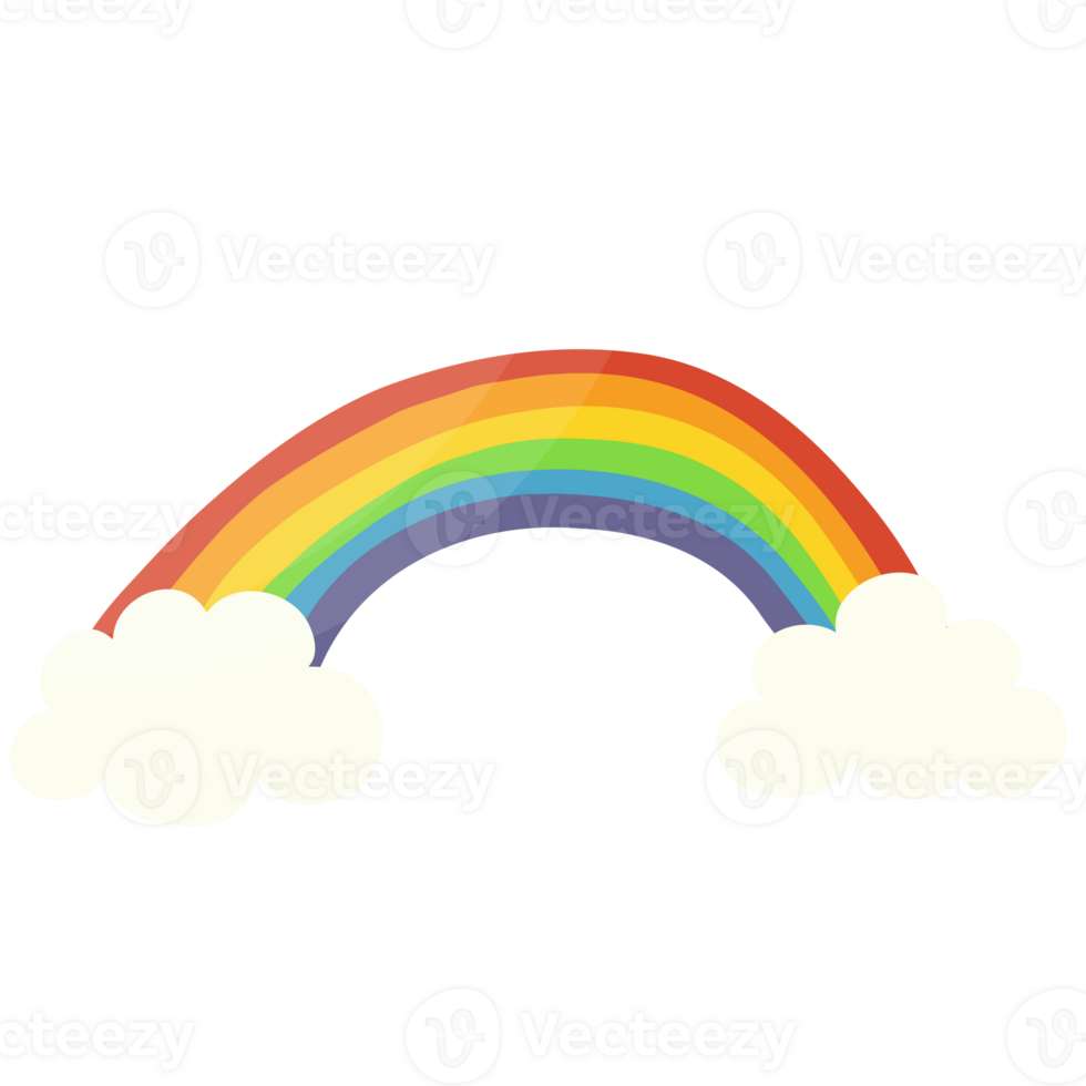 Cartoon Rainbow with Fluffy Clouds png