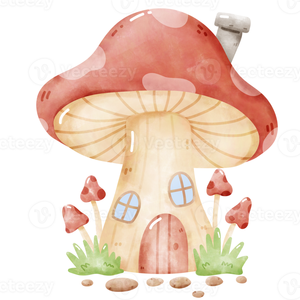 Quaint Forest Mushroom Home Illustration png