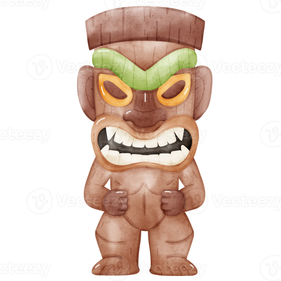 Angry Expression Tiki Mask Watercolor png