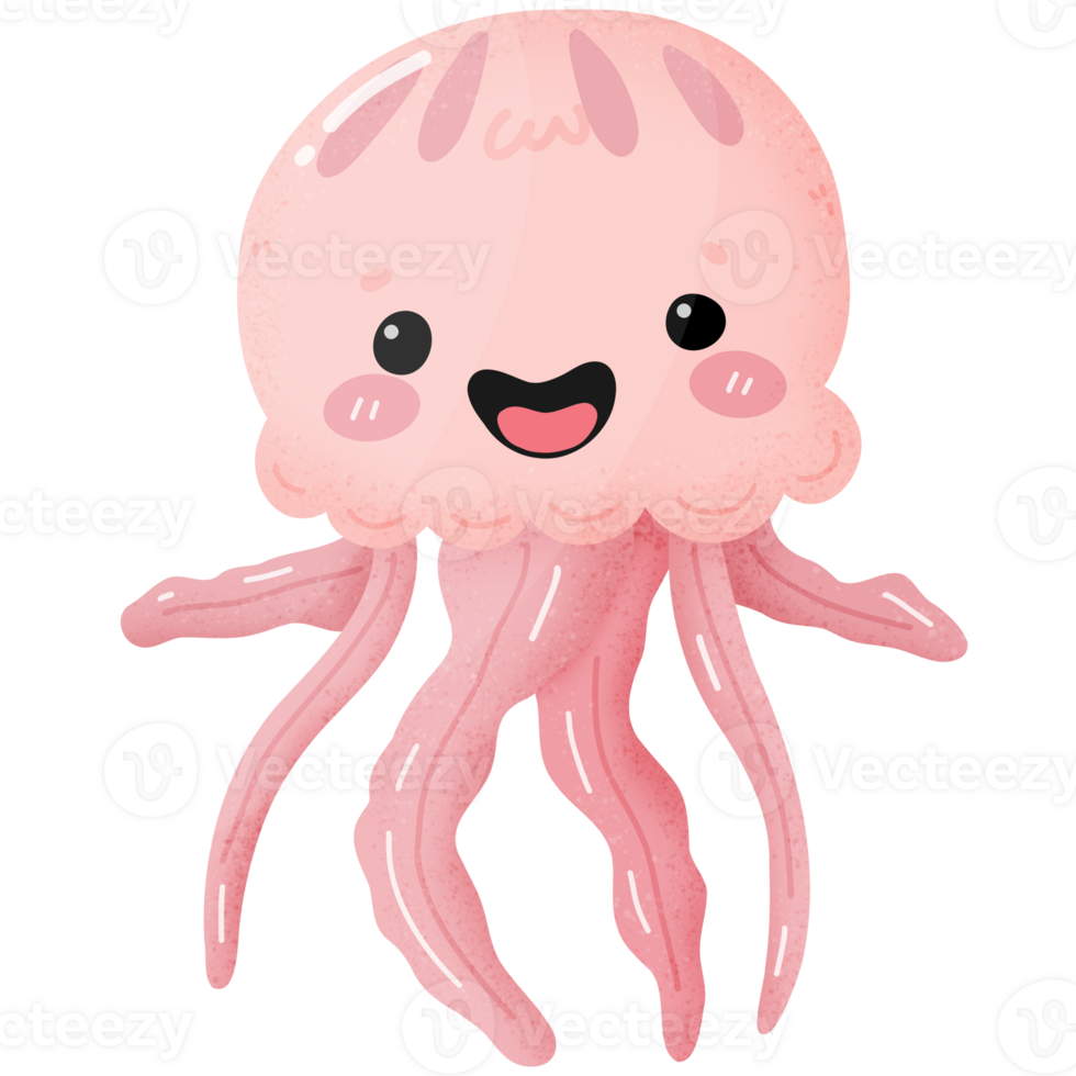 Happy jellyfish dancing and smiling png