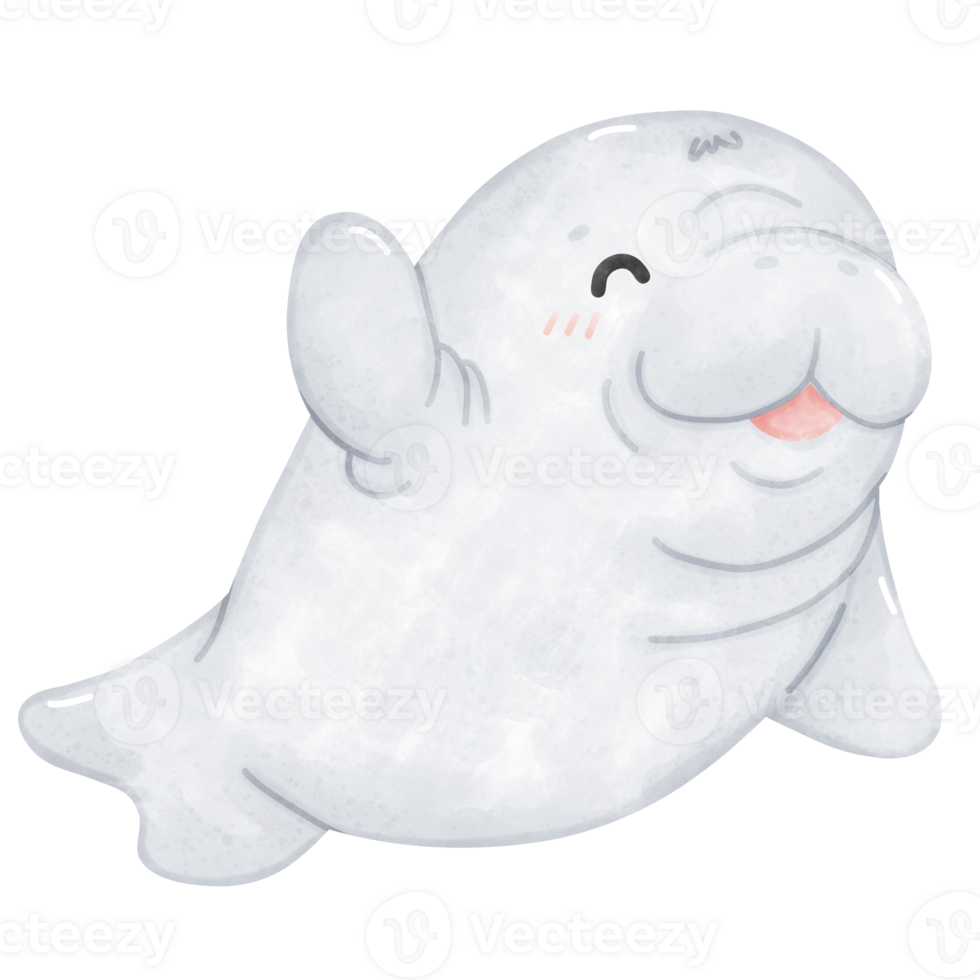 Cute Manatee with Playful Fin png