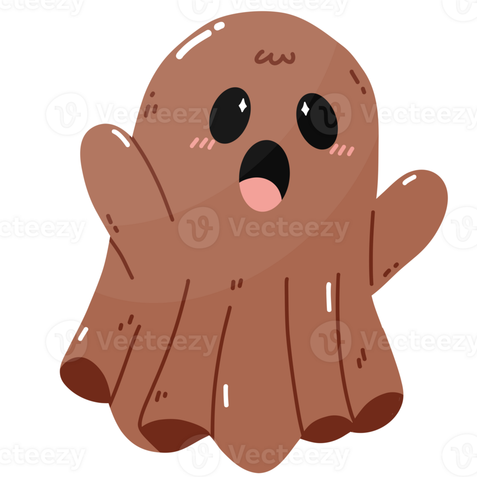 Friendly Chocolate Ghost Waving Hello png