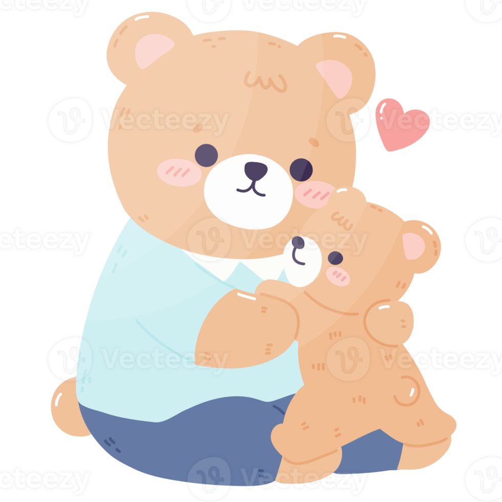 Sweet Bear Dad and Cub Side Hug cartoon png