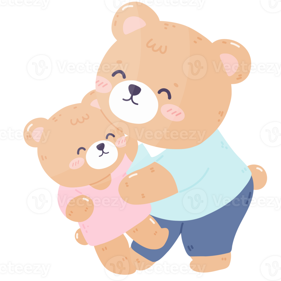 Gentle Bear Dad Embracing Child cartoon png