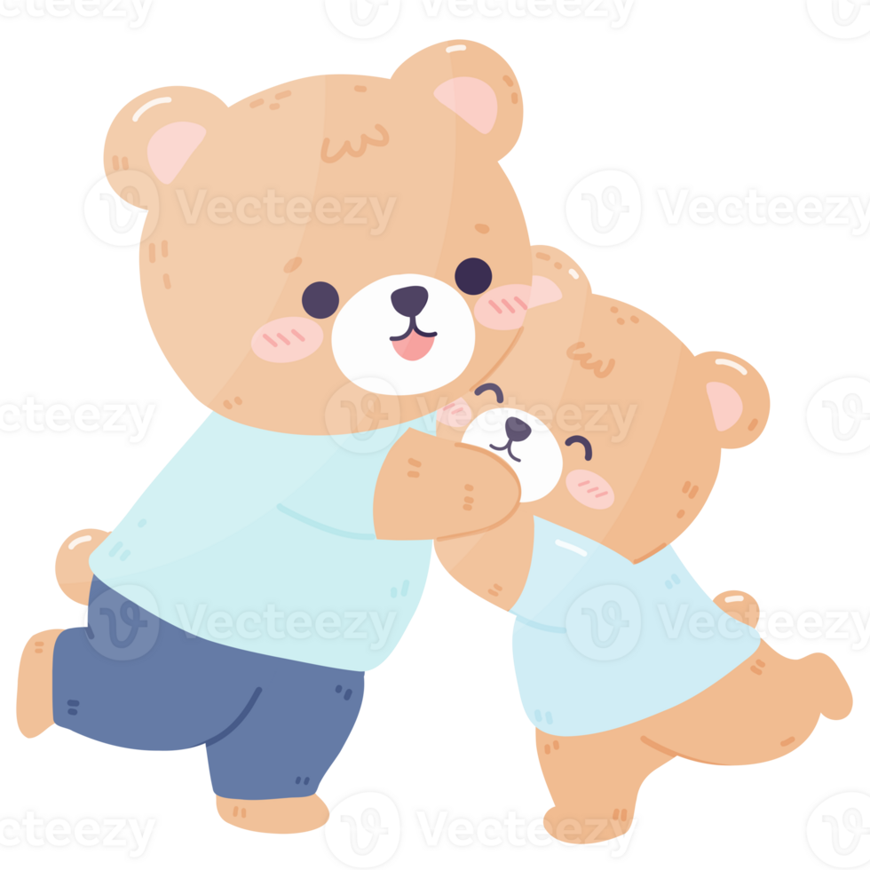 Cute Papa Bear with Little Cub Hugging cartoon png