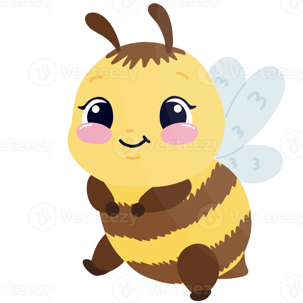 Sweet Kawaii Bee Sitting Happily png