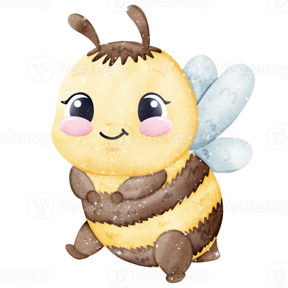 Adorable Honey Bee Sitting Happily png