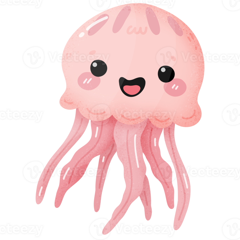 Smiling Kawaii Jellyfish Floating Peacefully png